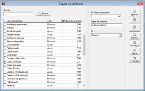 Claves de siniestros Formulario